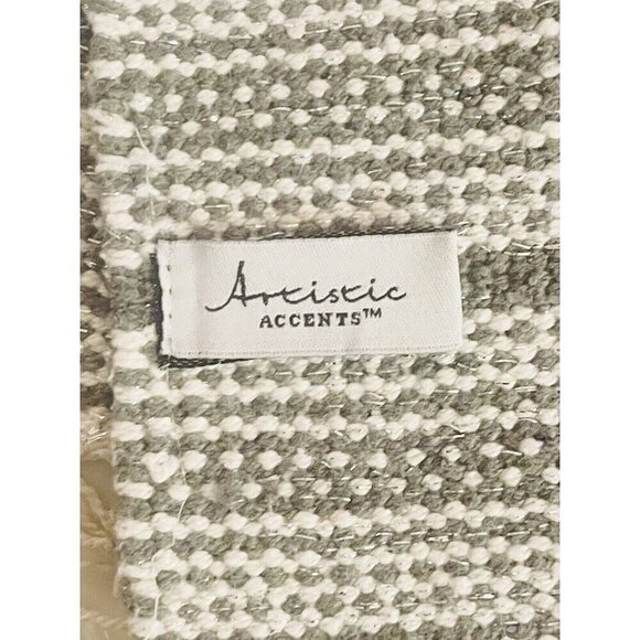 Set of 4 Placemats Woven Grey White Silver Neutral Boho Holiday Artist Accents - Picture 4 of 6